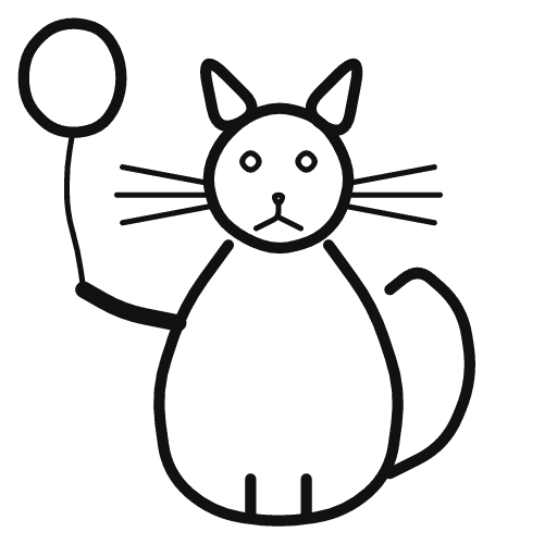The sighted result: an outstretched paw holding a string up to a balloon clear of the cat's head